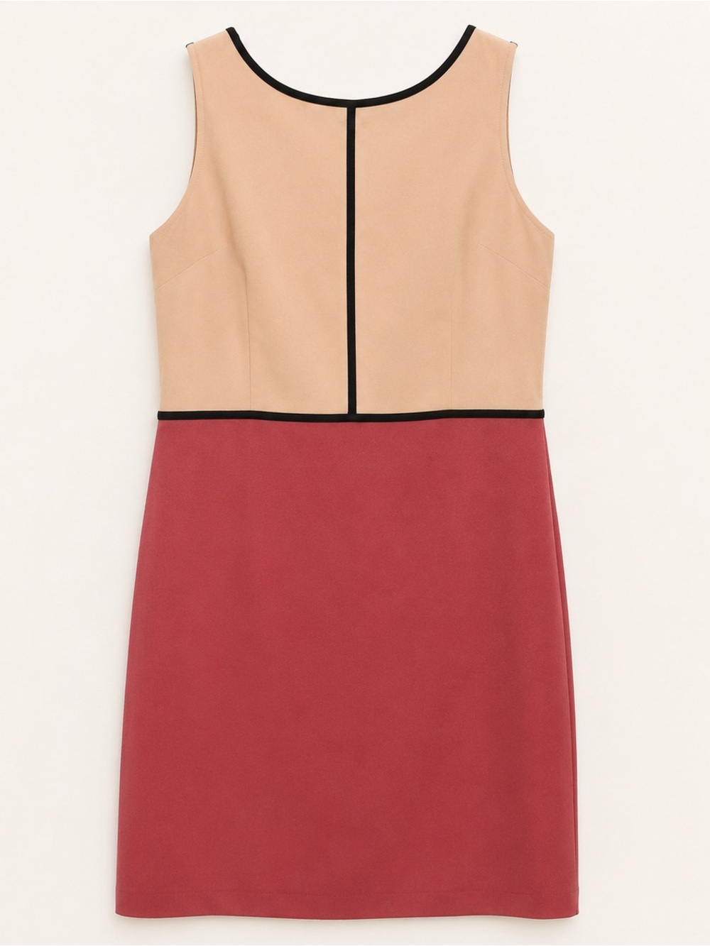 LOFT Beige and Rose Sleeveless Colorblock Sheath Dress
